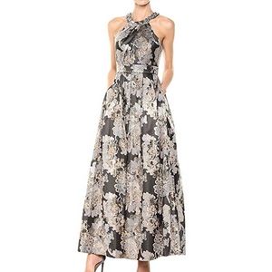 Eliza J Beaded Halter Gown